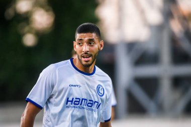 RIGA, LATVIA. 12 Ağustos 2021. UEFA Avrupa Konferansı Ligi RFS ve GENT arasındaki Üçüncü Ön eleme Turu.