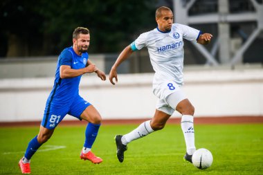 RIGA, LATVIA. 12 Ağustos 2021. UEFA Avrupa Konferansı Ligi RFS ve GENT arasındaki Üçüncü Ön eleme Turu.