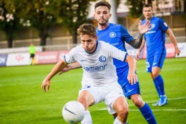 RIGA, LATVIA. 12 Ağustos 2021. UEFA Avrupa Konferansı Ligi RFS ve GENT arasındaki Üçüncü Ön eleme Turu.