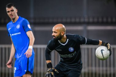 RIGA, LATVIA. 12 Ağustos 2021. UEFA Avrupa Konferansı Ligi RFS ve GENT arasındaki Üçüncü Ön eleme Turu.