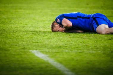 RIGA, LATVIA. 12 Ağustos 2021. UEFA Avrupa Konferansı Ligi RFS ve GENT arasındaki Üçüncü Ön eleme Turu.