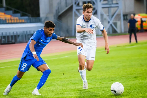 RIGA, LATVIA. 12 Ağustos 2021. UEFA Avrupa Konferansı Ligi RFS ve GENT arasındaki Üçüncü Ön eleme Turu.