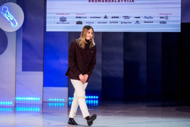 RIGA, LATVIA. 28 Ocak 2026. Milano Cortina 2026 Olimpiyat Oyunları 'nda Letonya bayrağını taşıyacak sporcuları duyurmak için resmi tören.