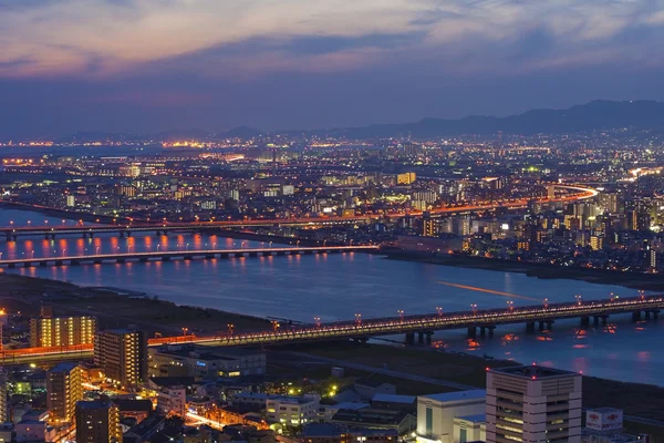 Visão noturna da cidade do japão — Fotografia de Stock