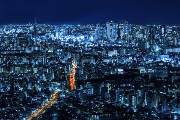 Vue nocturne de la ville de japon — Photo