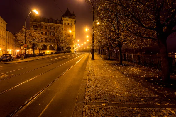 Autumn Dawn Historic Prague Charles Bridge Vltava River Prague Enesco — Stock Photo, Image