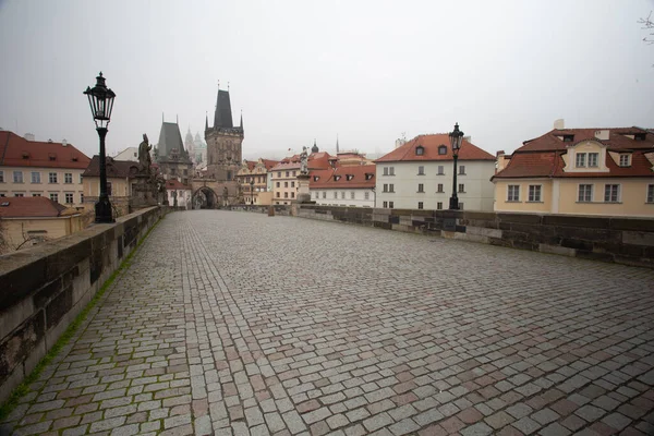 Otoño Amanecer Histórica Praga Puente Carlos Sobre Río Moldava Praga —  Fotos de Stock