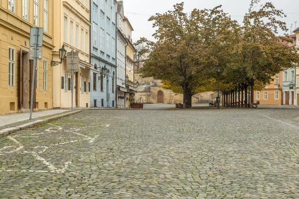Jesienny Świt Historycznej Pradze Moście Karola Nad Wełtawą Praga Pomnik — Zdjęcie stockowe