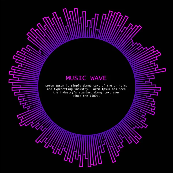 Rund musik våg spelare logotyp. Färgglada equalizer element på svart bakgrund. Isolerad designsymbol. Vektor Illustration — Stock vektor