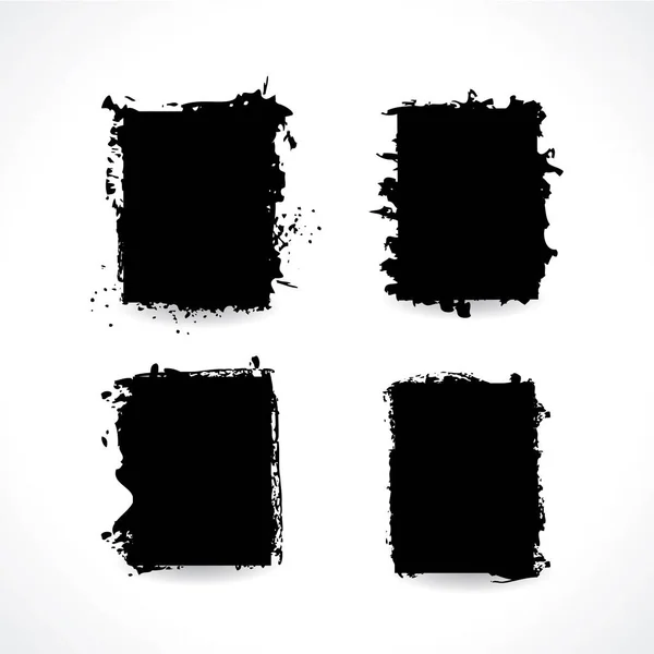 Conjunto de quadros de grunge de tinta preta em branco. Jpeg ilustração pedaço de papel com borda rasgada — Fotografia de Stock