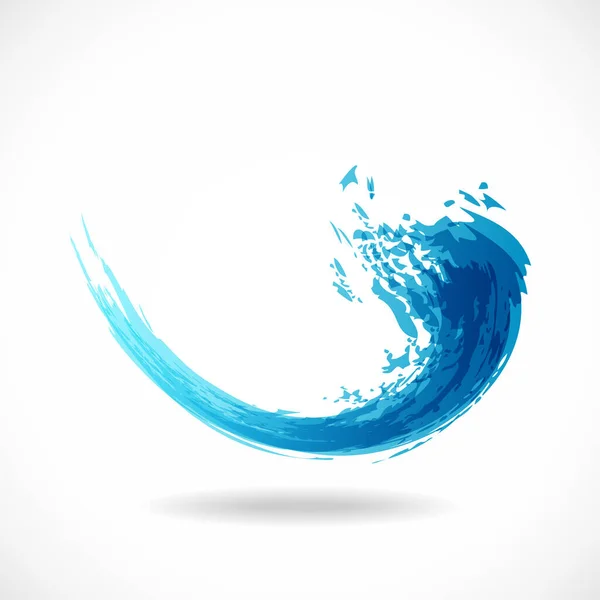 Blue ink splash logo. Abstract colorful water wave. Eco fluid stream design. Vector aqua grunge concept template — Stock Vector