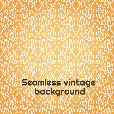 Kusursuz damaske çiçekli desen. Barok duvar kağıdı. Altın arkaplanda vektör beyaz süs