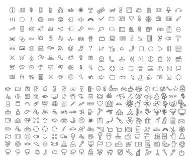 326 Ögeyle Simge Koleksiyonu. İş, Çevre ve Çiçek sembolleri, Ofis, Tıp ve diğer semboller. Jpeg illüstrasyonu