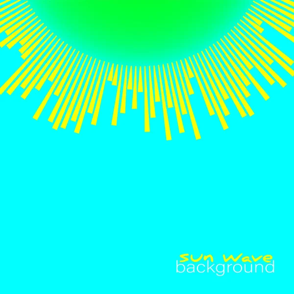 青の背景に明るい太陽の光線の波。美しいイコライザーサンビームバナー。ベクトル晴れた日のイラスト — ストックベクタ