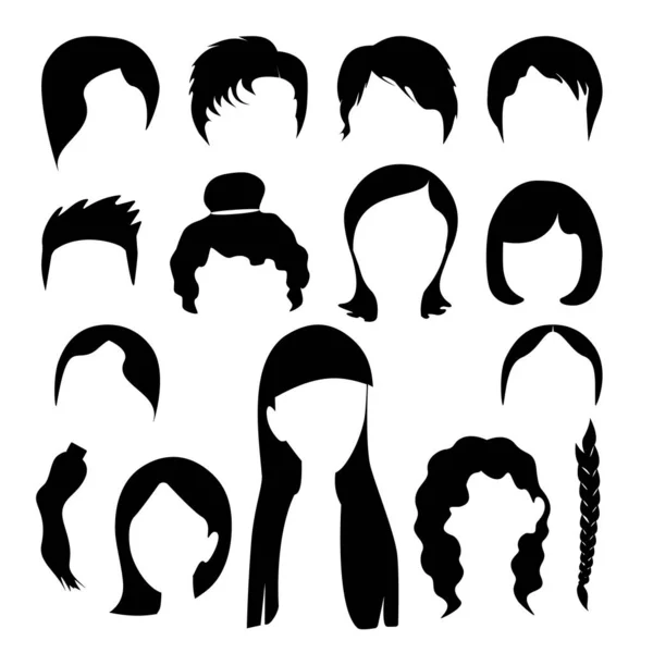 Schwarze Haare Silhouetten Sammlung Von Modischen Frisuren Oder Frisuren Für — Stockfoto