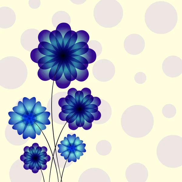 Modré květy na kruhovém pozadí. Krásný abstraktní design šablony jpeg ilustrace — Stock fotografie