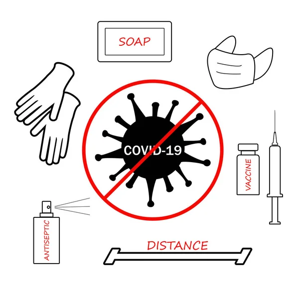 Regras Para Evitar Conceito Coronavírus Espalhar Usar Máscara Médica Lavar — Fotografia de Stock