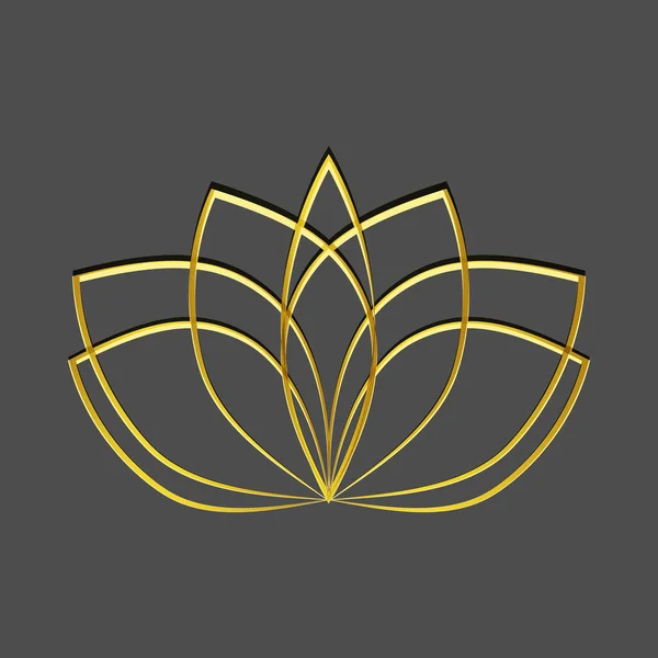 Golden Line Lotus Logo Black Background Flower Blossom Symbol Design — Stock Photo, Image