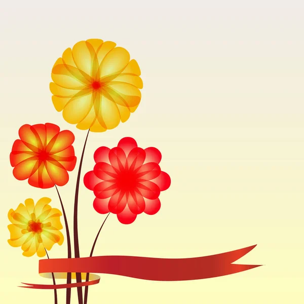 春天的背景 鲜花和缎带 美丽的抽象设计模板 夏季Jpeg示例 — 图库照片