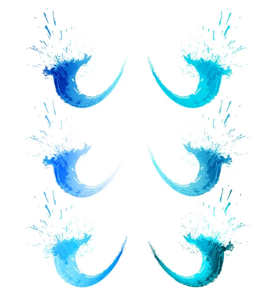 Blått bläck stänk logotyp set. Abstrakt färgglada vatten våg samling. Ekoflödesströmmens utformning. Aqua grunge koncept mall jpeg illustration — Stockfoto