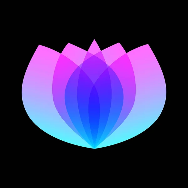 Logotyp pąka lotosu w neonowych kolorach. Naturalny wzór logo kwiatowego. Pomysł na projekt symbolu kwiatu. Ilustracja Jpeg — Zdjęcie stockowe