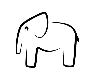Fil logosu. Yaratıcı doğrusal hayvan logosu. Ana hatlarıyla fil, vahşi yaşam ya da hayvanat bahçesi. Jpeg illüstrasyonu