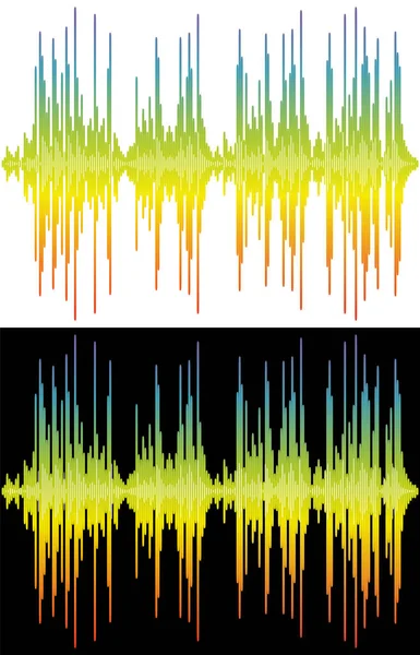 Rainbow pulse music player isolated on white and black background. Audio colorful wave logo. Jpeg equalizer element, design symbol.