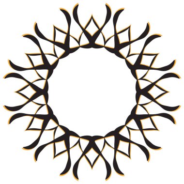 Vintage çerçeve stilize güneş. Güzel sanat tasarımı sarı güneş. Retro altın desenli dekorasyon. Jpeg illüstrasyonu