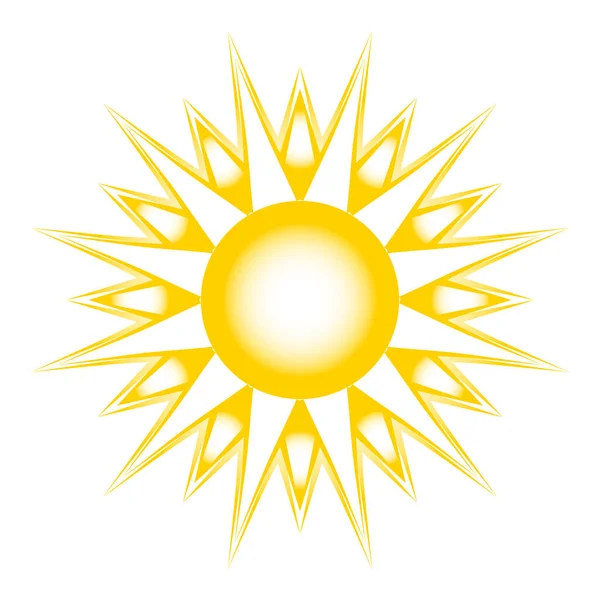 太陽の様式化されたグラフィック記号 黄色の太陽の美しいデザイン 太陽光線の明るい夏の背景には 太陽の光があります Jpegイラスト — ストック写真