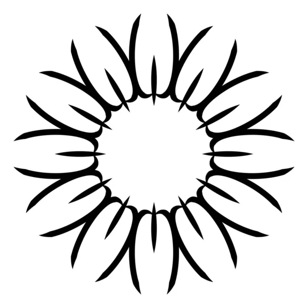 Marco negro decorativo vintage, elemento de rayos de sol estilizado. Ilustración del patrón de diseño retro Jpeg —  Fotos de Stock