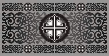 The cross and the Orthodox ornament 2702 clipart
