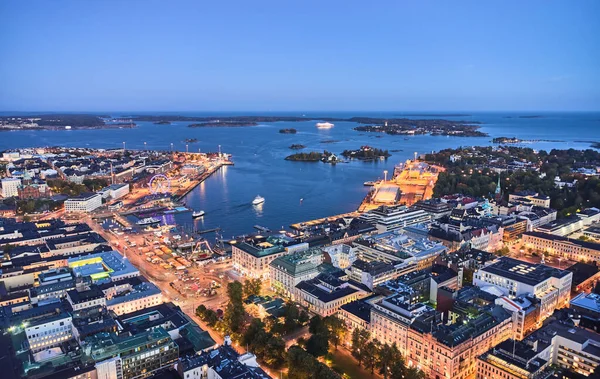 Luchtfoto Van Helsinki Port Herfst Avond Finland — Stockfoto