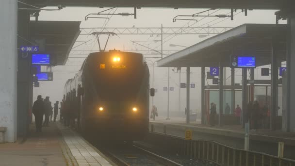 Finlande Espoo Novembre 2020 Une Matinée Brumeuse Sur Gare Centrale — Video