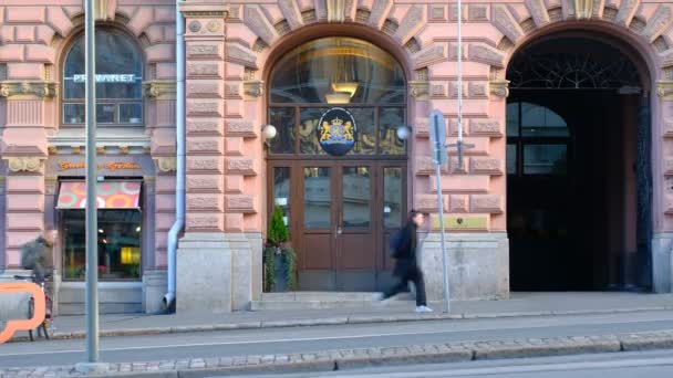 Finlandia Helsinki Noviembre 2020 Entrada Embajada Los Países Bajos — Vídeo de stock