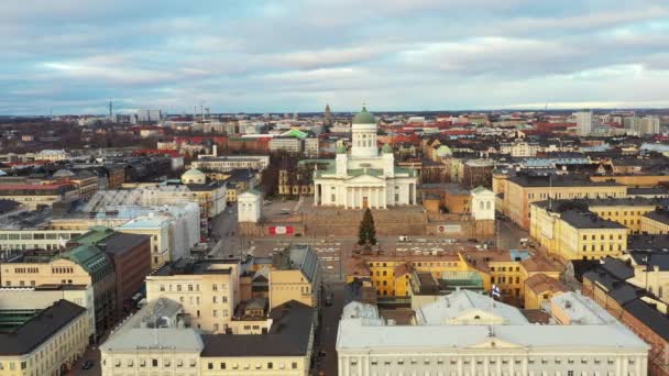 Luftaufnahme Der Kathedrale Von Helsinki Finnland November 2020 Das Berühmteste — Stockvideo
