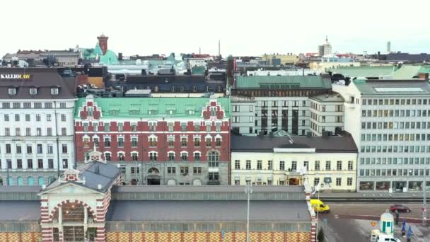 Vista Aérea Del Barrio Kaartinkaupunki Helsinki Finlandia Noviembre 2020 — Vídeos de Stock