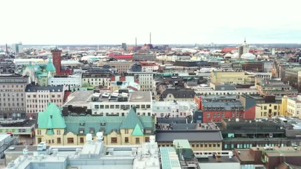 Vista Aérea Del Barrio Kaartinkaupunki Helsinki Finlandia Noviembre 2020 — Vídeos de Stock