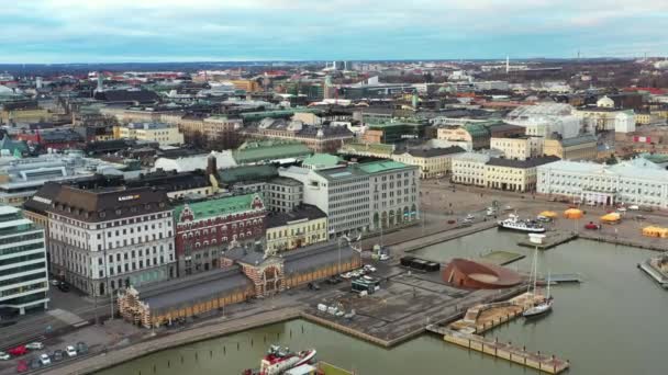 Aerial View Kaartinkaupunki Kluuvi Neighborhoods Helsinki Finland November 2020 — Wideo stockowe