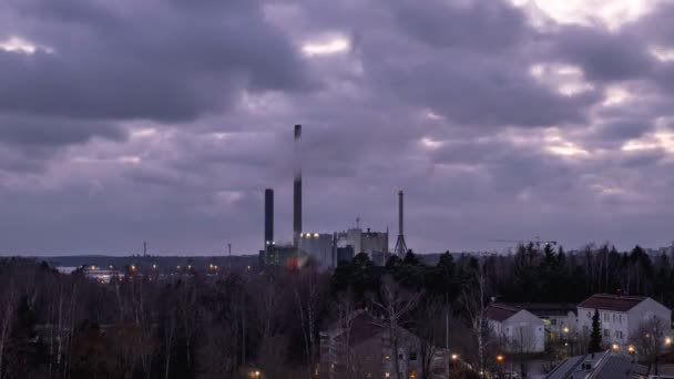 Centrale Cogenerazione Suomenoja Video Time Lapse Autunno Tempo Nuvoloso Espoo — Video Stock