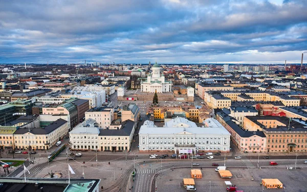 Légi Felvétel Kruununhaka Central Környékéről Helsinki Finnország Kilátás Helsinki Városháza — Stock Fotó