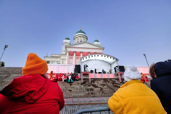 Helsinki Finland November 2020 Traditional Christmas Opening Senate Square Helsinki — Zdjęcie stockowe