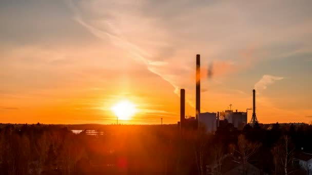 Espoo Finlandia Dicembre 2020 Centrale Termoelettrica Combinata Suomenoja Tramonto Incredibile — Video Stock