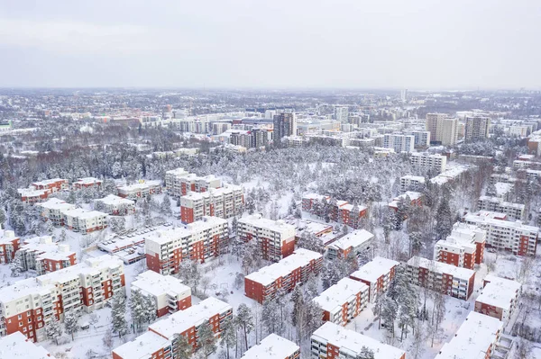 Aerial View Matinkyla Neighborhood Espoo Finland Snow Covered City Winter — Stock Photo, Image