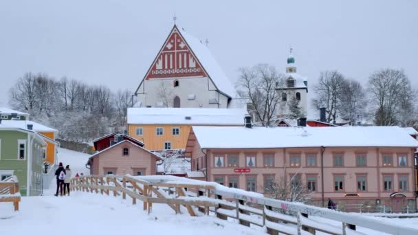 Vista Del Viejo Porvoo Porvoo Una Las Ciudades Finlandesas Más — Vídeos de Stock