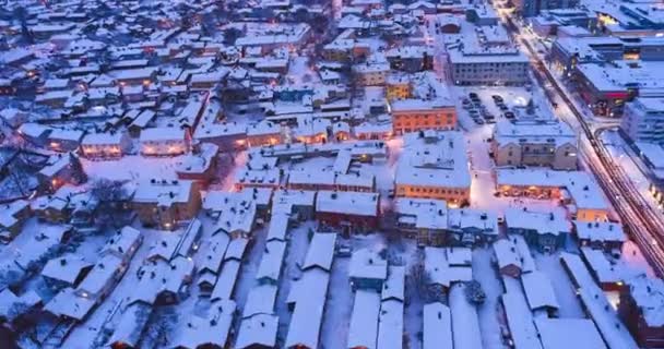 Porvoo Finlandia Enero 2021 Vista Aérea Del Viejo Porvoo Noche — Vídeos de Stock