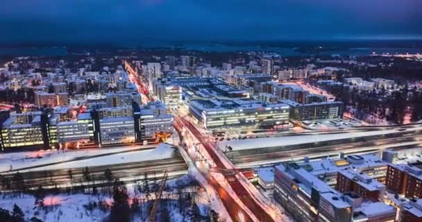 Espoo Finlande Janvier 2021 Hyper Lapsus Aérien Centre Commercial Iso — Video