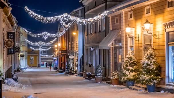 Porvoo Finlandia Enero 2021 Time Lapse Old Porvoo Street Christmas — Vídeos de Stock