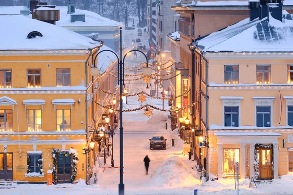 Helsinki Finlandia Enero 2021 Calle Sofiankatu Decorada Para Navidad Una —  Fotos de Stock