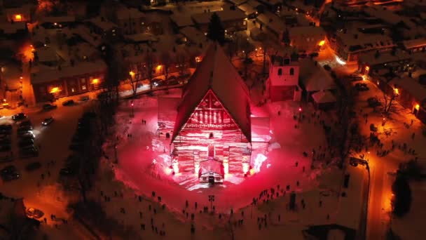 Porvoo Finlandiya Şubat 2021 Porvoo Işık Festivali Sırasında Eski Porvoo — Stok video