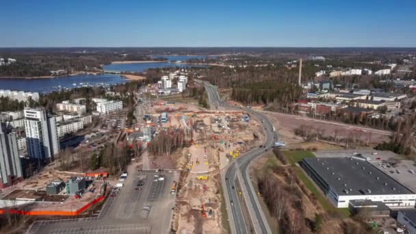 芬兰埃斯波 Espoo Kivenlahti地区西部公路建筑工地的空中景观 超音速视频 — 图库视频影像